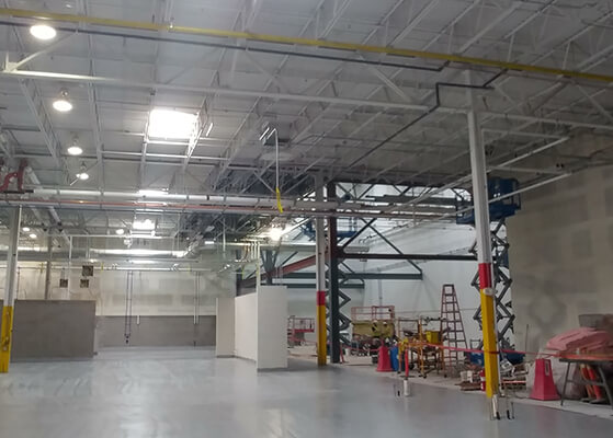 View of electrical renovations completed at a research and development facility.