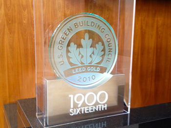 LEED Gold 2010 glass statue